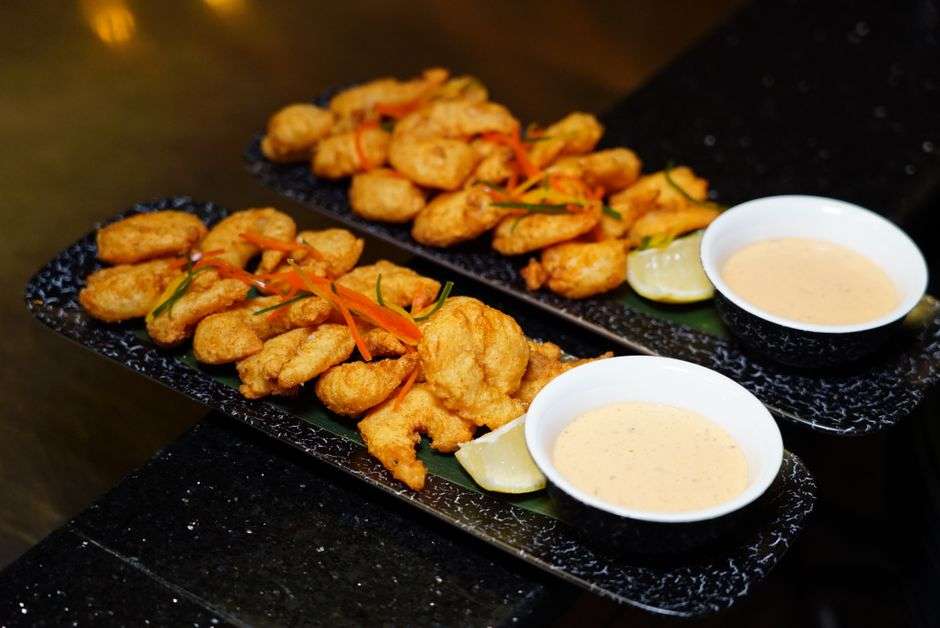 Fried seafood platter with sides at a Gulf Coast restaurant