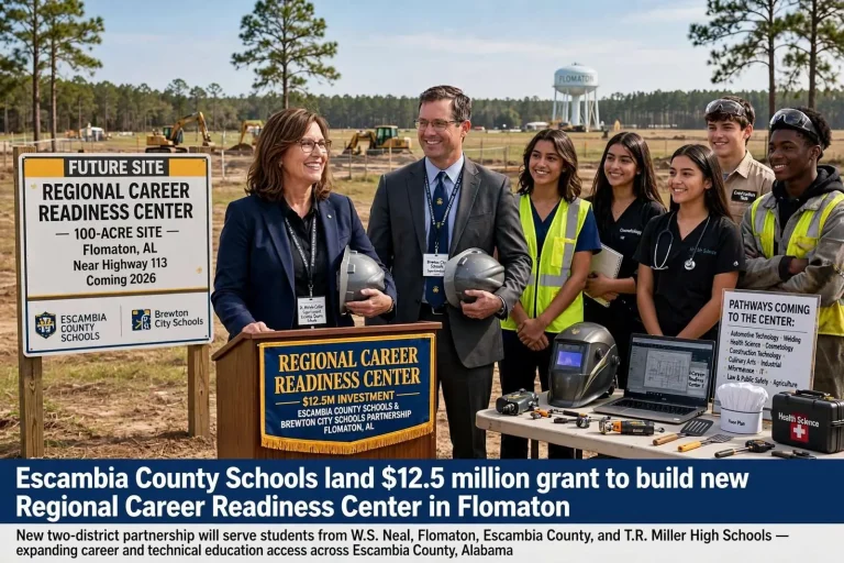Illustration for the news story: Escambia County Schools Land $12.5 Million to Build a Regional Career Readiness Center in Flomaton