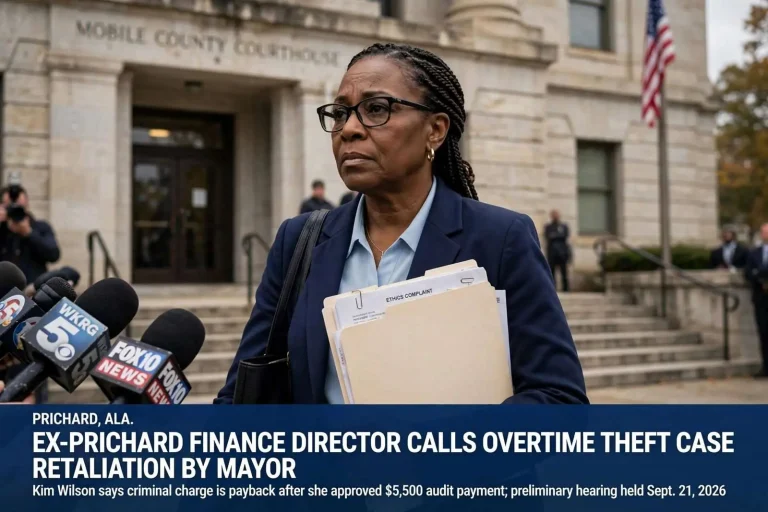 Illustration for the news story: Ex-Prichard Finance Director Calls Overtime Theft Case Retaliation by Mayor