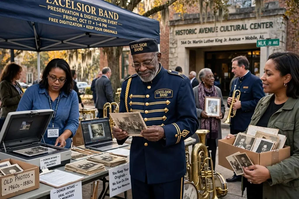 Illustration for the news story: Bring Your Photographs: The Excelsior Band Is Collecting Its Own History on Oct. 17