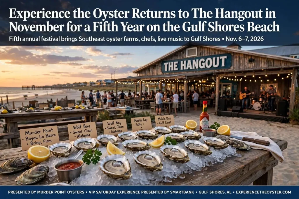 Illustration for the news story: Experience the Oyster Returns to The Hangout in November for a Fifth Year on the Gulf Shores Beach