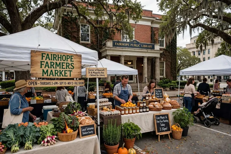 Illustration for the news story: Fairhope Farmers Market Opens Fall Season Behind The Public Library