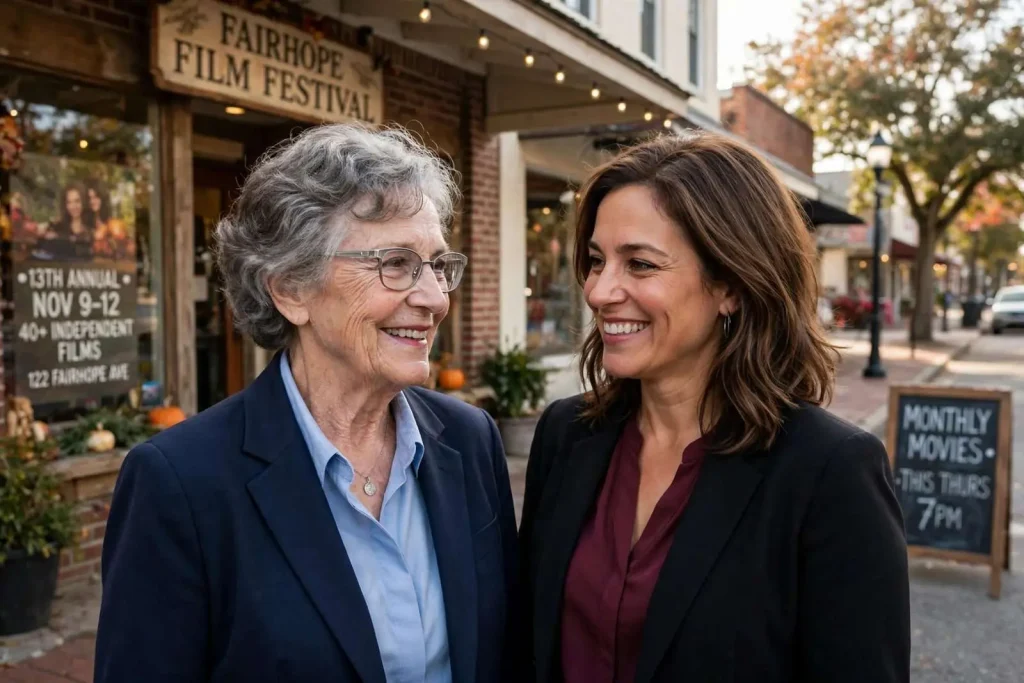 Illustration for the news story: Fairhope Film Festival Passes the Torch: Melanie LeCroy Succeeds Founder Mary Riser
