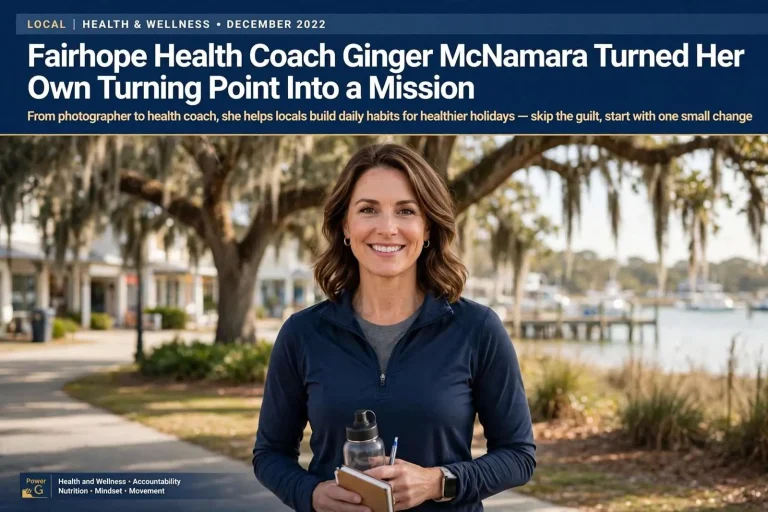 Illustration for the news story: Fairhope Health Coach Ginger McNamara Turned Her Own Turning Point Into a Mission