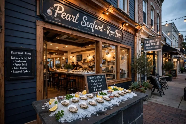 Illustration for the news story: Fine Dining Without the Stuffy: How Pearl Seafood + Raw Bar Filled Fairhope’s Oyster Gap