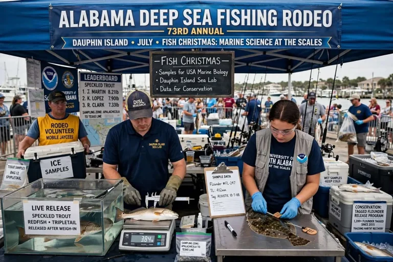 Illustration for the news story: ‘Fish Christmas’: How the Alabama Deep Sea Fishing Rodeo Feeds Marine Science on Dauphin Island