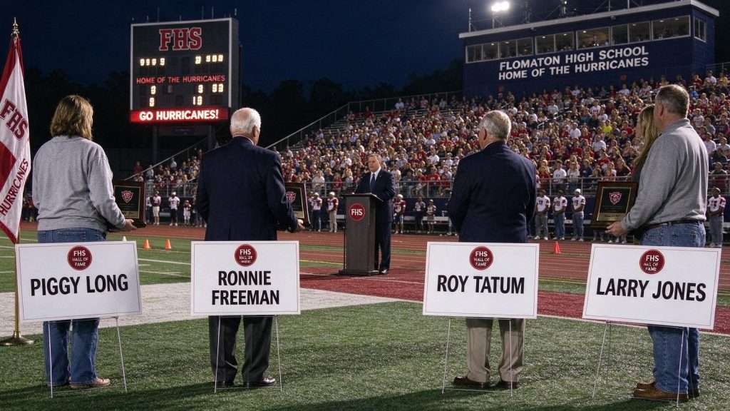 Illustration for the news story: Flomaton High Inducts Four Into Its Hall of Fame During Friday Pre-Game Ceremony