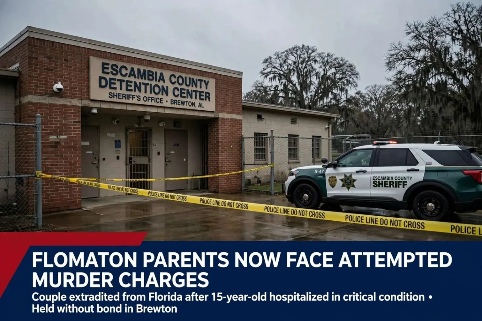 Illustration for the news story: Flomaton Parents Now Face Attempted Murder Charges After 15-Year-Old Hospitalized in Critical Condition