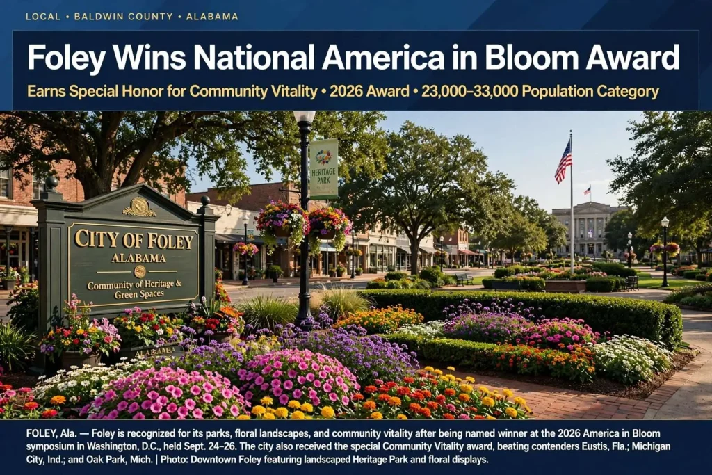 Illustration for the news story: Foley Wins National America in Bloom Award, Earns Special Honor for Community Vitality