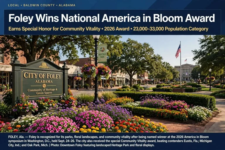 Illustration for the news story: Foley Wins National America in Bloom Award, Earns Special Honor for Community Vitality