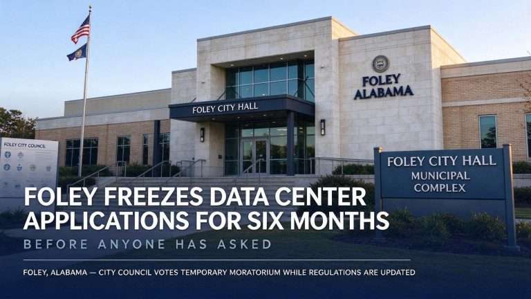 Illustration for the news story: Foley Freezes Data Center Applications for Six Months — Before Anyone Has Asked