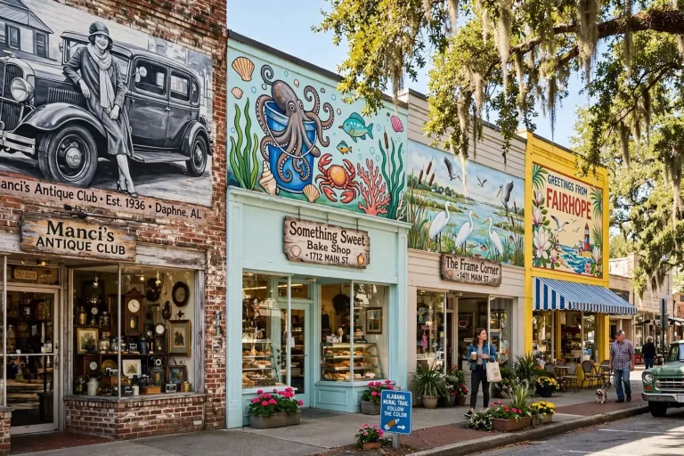 Illustration for the news story: Follow the Color: The Alabama Mural Trail Turns Small-Town Walls Into Destinations