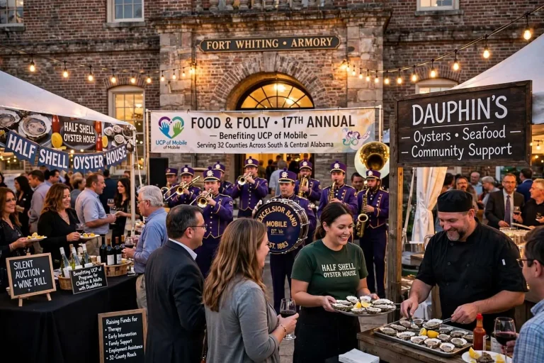 Illustration for the news story: Food and Folly Returns to Fort Whiting for a 17th Year, Raising Money for UCP of Mobile’s 32-County Reach