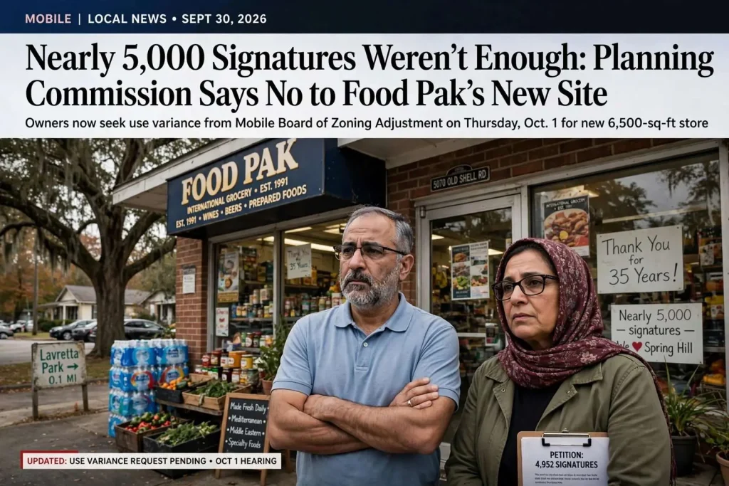 Illustration for the news story: Nearly 5,000 Signatures Weren’t Enough: Planning Commission Says No to Food Pak’s New Site