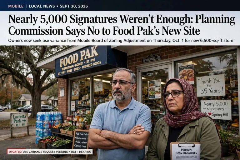 Illustration for the news story: Nearly 5,000 Signatures Weren’t Enough: Planning Commission Says No to Food Pak’s New Site
