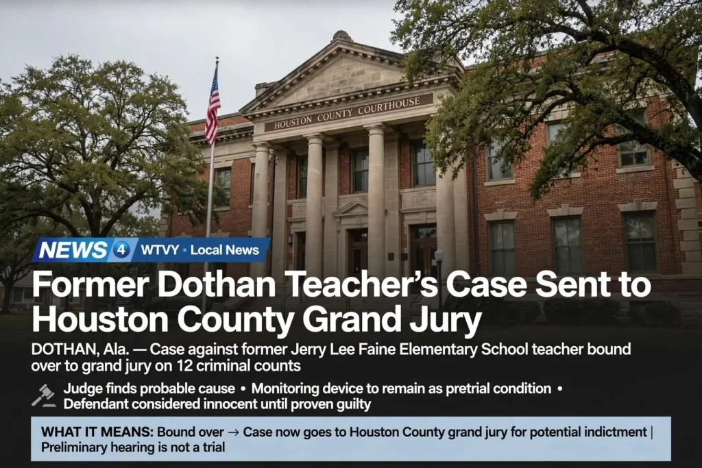 Illustration for the news story: Former Dothan Teacher’s Case Sent to Houston County Grand Jury