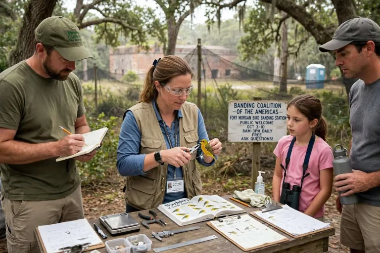 Illustration for the news story: Fort Morgan Bird Banding Returns Oct. 3-10, Offering a Close Look at Fall Migrants