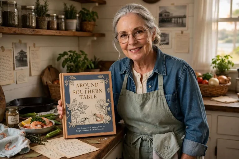Illustration for the news story: Forty-Five Years in the Kitchens: Fairhope Author Theresa Jensen Lacey’s Family Cookbook Finally Reaches Print