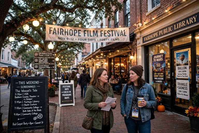 Illustration for the news story: Four Days, Forty Films: What a Weekend at the Fairhope Film Festival Is Really Like