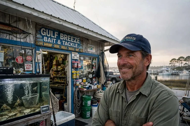 Illustration for the news story: Four Decades of Live Shrimp and Local Know-How at Gulf Breeze Bait and Tackle