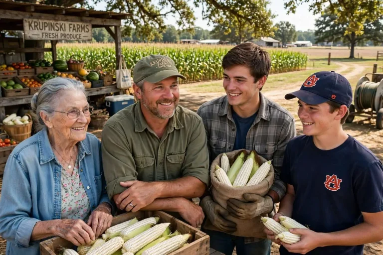 Illustration for the news story: Four Generations of Sweet Corn: Inside Krupinski Farms, Foley’s Nearly 100-Year-Old Family Farm