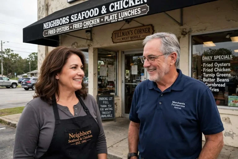Illustration for the news story: Fried Oysters, Fried Chicken and Family: The Story Behind Neighbors Seafood and Chicken in Tillman’s Corner