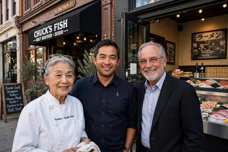 Illustration for the news story: From a Tokyo Ramen Shop to Dauphin Street: The Family Behind Chuck’s Fish