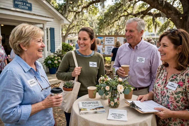 Illustration for the news story: From a Wave on the Sidewalk to Friends for Life: How the Newcomers of Eastern Shore Turns New Arrivals Into Neighbors