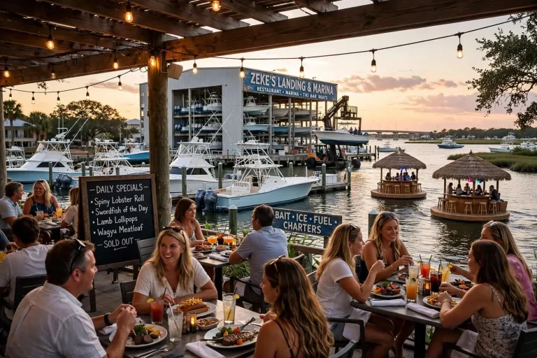 Illustration for the news story: From Bait Dock to Destination: Dining on Cotton Bayou at Zeke’s Landing in Orange Beach