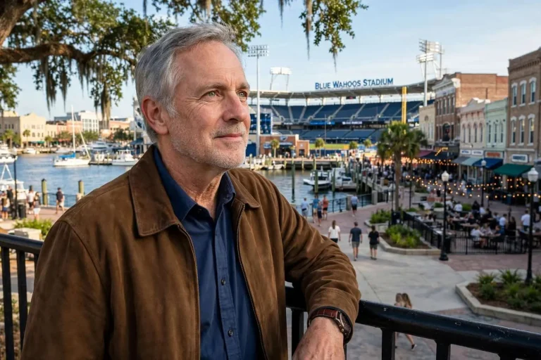 Illustration for the news story: From Big Stinky to Blue Wahoos: Collier Merrill on Rebuilding Downtown Pensacola