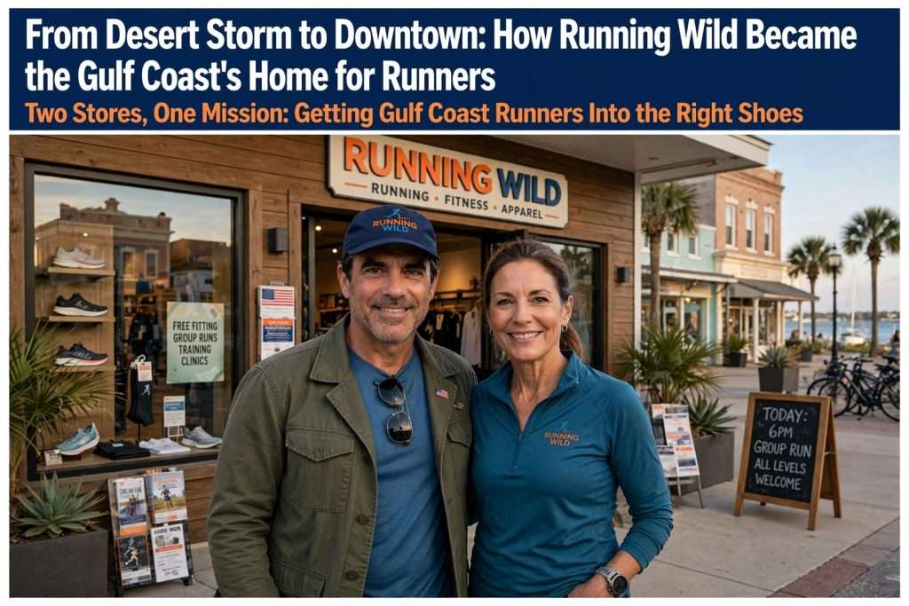Illustration for the news story: From Desert Storm to Downtown: How Running Wild Became the Gulf Coast’s Home for Runners