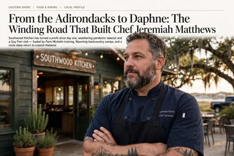 Illustration for the news story: From the Adirondacks to Daphne: The Winding Road That Built Chef Jeremiah Matthews