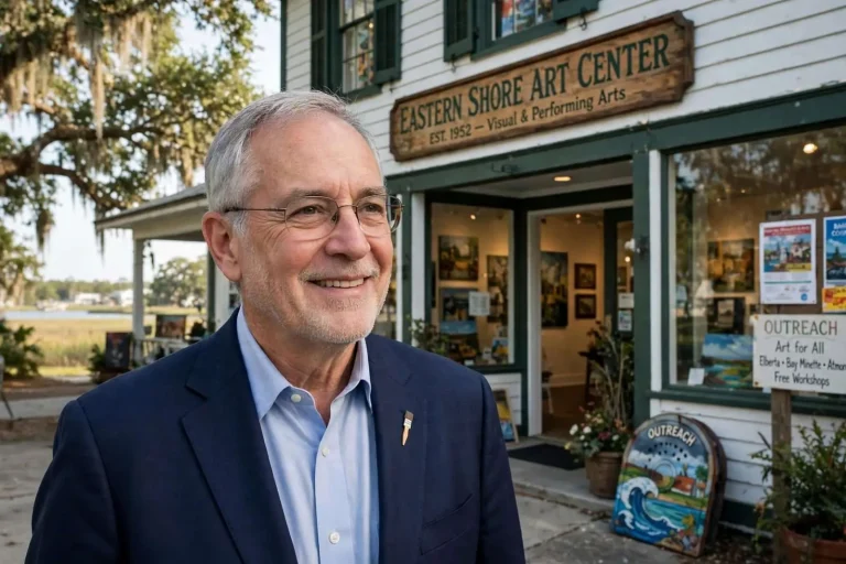 Illustration for the news story: From the Opera House to Fairhope: How Pat Pearce Is Taking the Eastern Shore Art Center Beyond Its Walls
