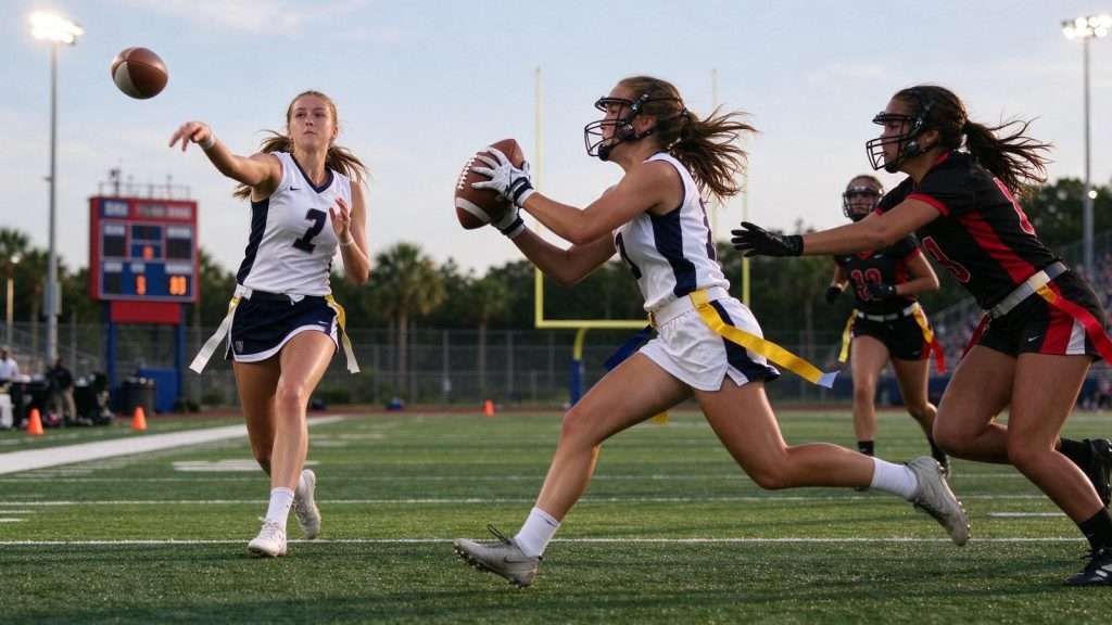 Illustration for the news story: Girls Flag Football Roundup: Fairhope Blanks Baker to Stay Perfect; Alma Bryant, Spanish Fort Win Twice
