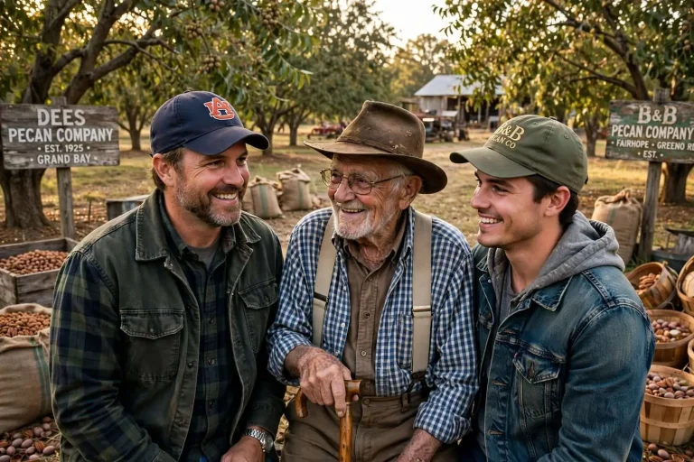 Illustration for the news story: Going Nuts in South Alabama: The Family Pecan Farms of Grand Bay and Fairhope Keep a Sweet Tradition Alive