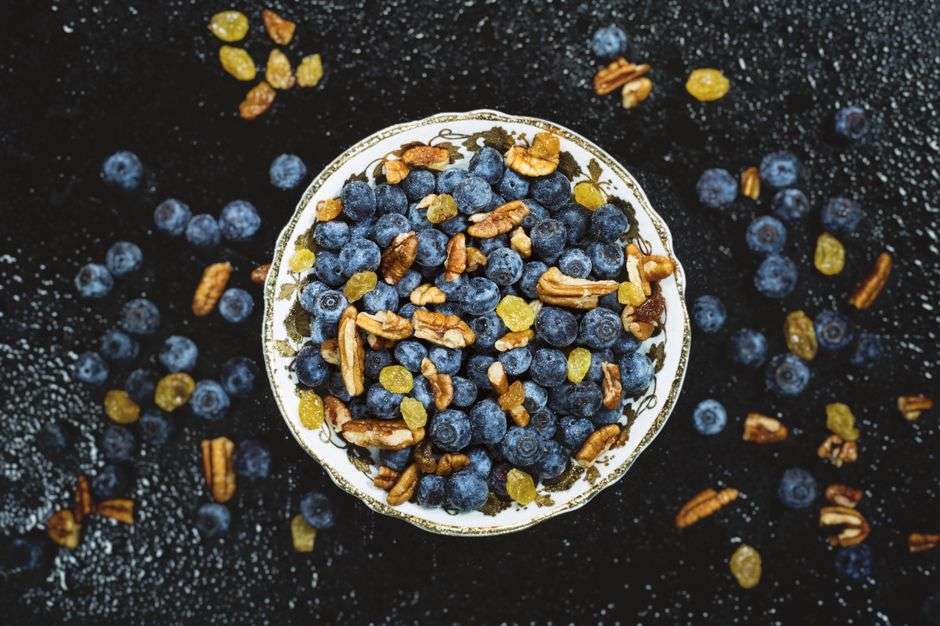 Shelled pecans piled in a bowl at a Southern farm market