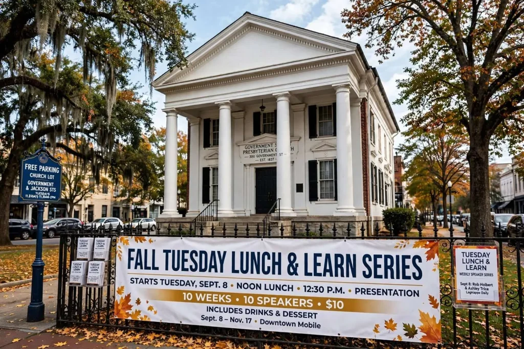 Illustration for the news story: Government Street Presbyterian Opens Its Fall Tuesday Lunch and Learn Series Sept. 8