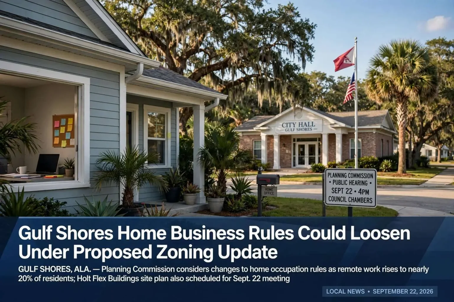 Illustration for the news story: Gulf Shores Home Business Rules Could Loosen Under Proposed Zoning Update