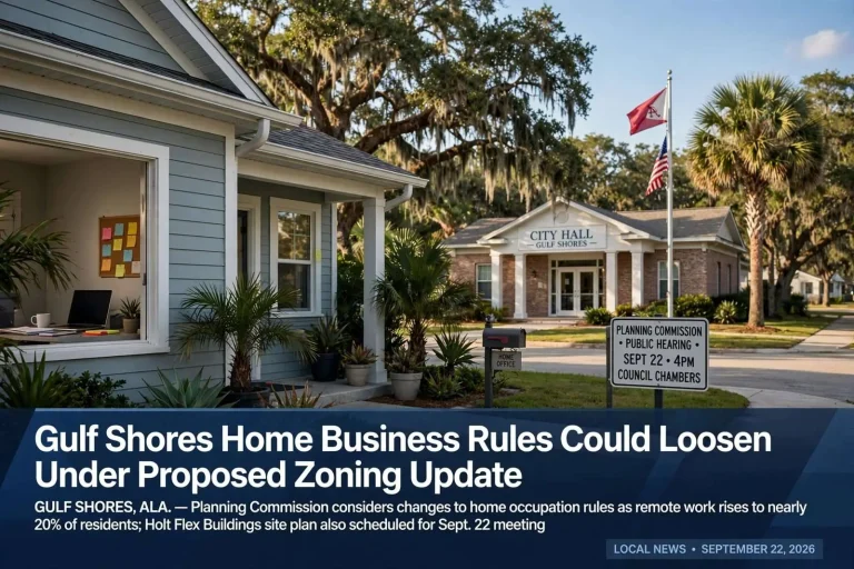 Illustration for the news story: Gulf Shores Home Business Rules Could Loosen Under Proposed Zoning Update