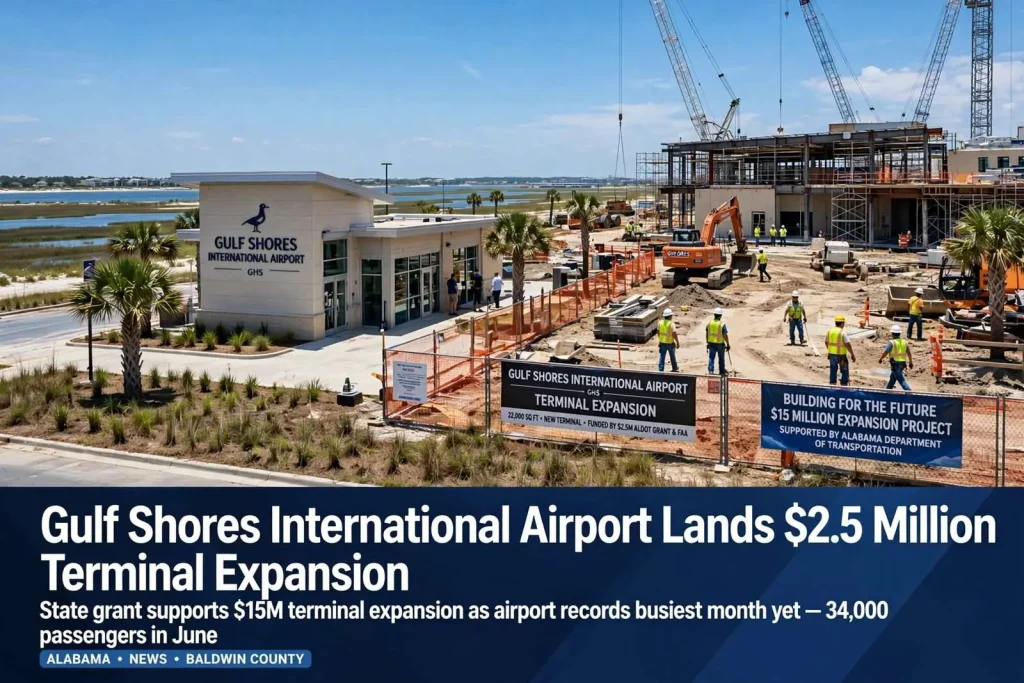 Illustration for the news story: Gulf Shores International Airport Lands $2.5 Million for Terminal Expansion