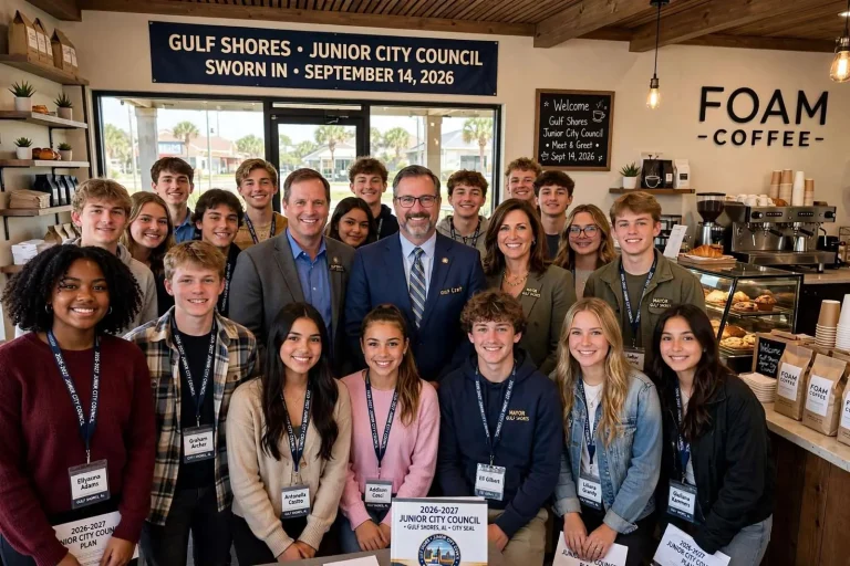 Illustration for the news story: Gulf Shores Swears In 19 Students to Its Junior City Council