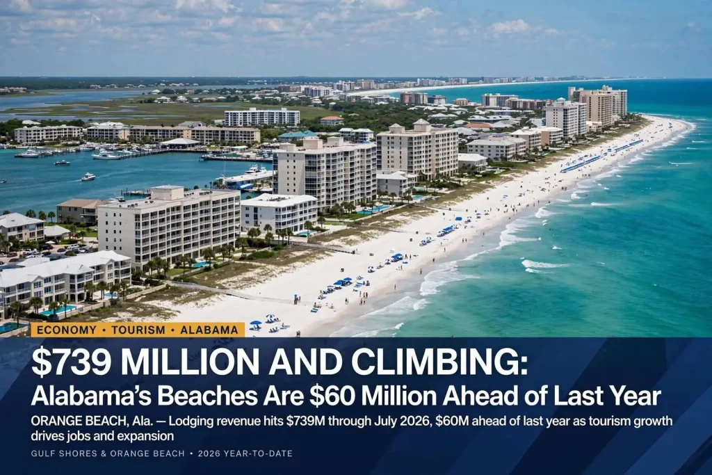 Illustration for the news story: $739 Million and Climbing: Alabama’s Beaches Are $60 Million Ahead of Last Year