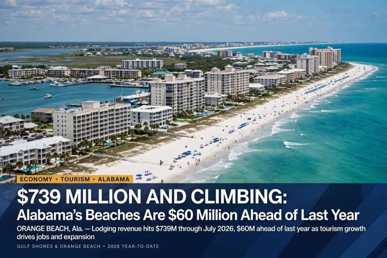 Illustration for the news story: $739 Million and Climbing: Alabama’s Beaches Are $60 Million Ahead of Last Year