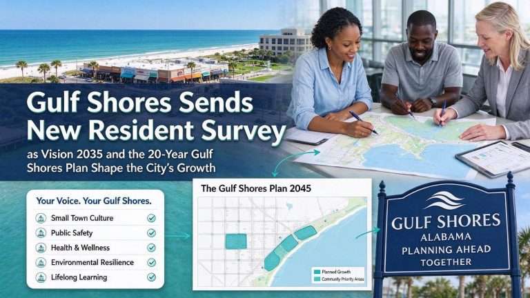 Illustration for the news story: Gulf Shores Sends New Resident Survey as Vision 2035 and 20-Year Gulf Shores Plan Shape the City’s Growth