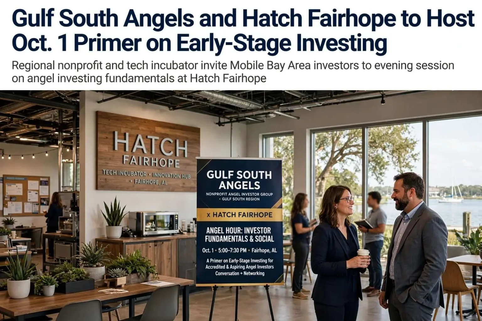 Illustration for the news story: Gulf South Angels and Hatch Fairhope to Host Oct. 1 Primer on Early-Stage Investing