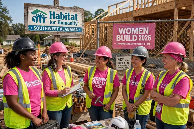 Illustration for the news story: Habitat for Humanity of Southwest Alabama Revives Women Build to Raise Its 242nd Home