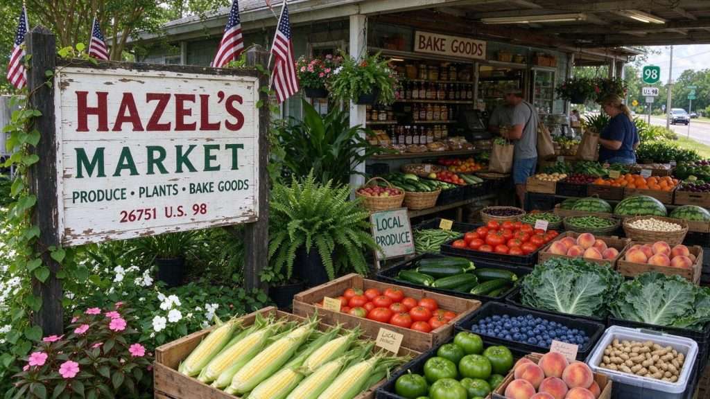 Illustration for the news story: Hazel’s Market: A Season Written in Produce on U.S. 98 in Daphne