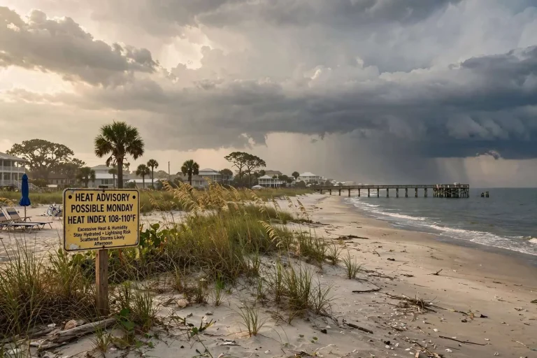 Illustration for the news story: Heat Indices Near 110 and Daily Storms: What the Gulf Coast Faces Through Midweek
