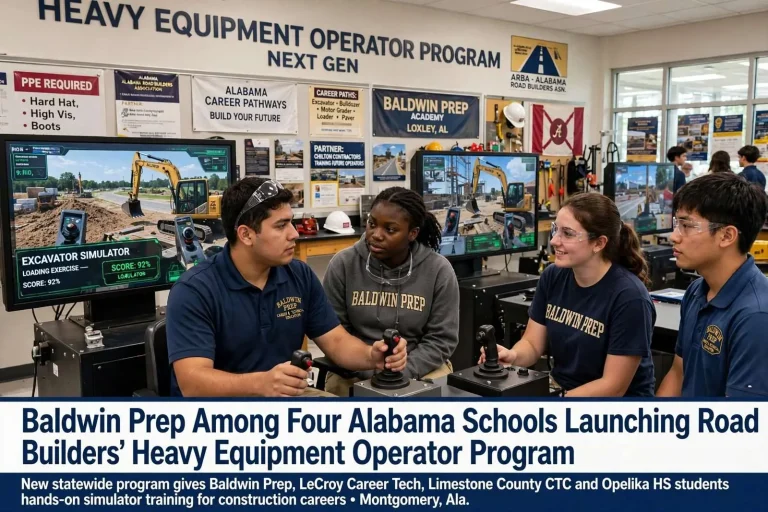 Illustration for the news story: Baldwin Prep Among Four Alabama Schools Launching Road Builders’ Heavy Equipment Operator Program