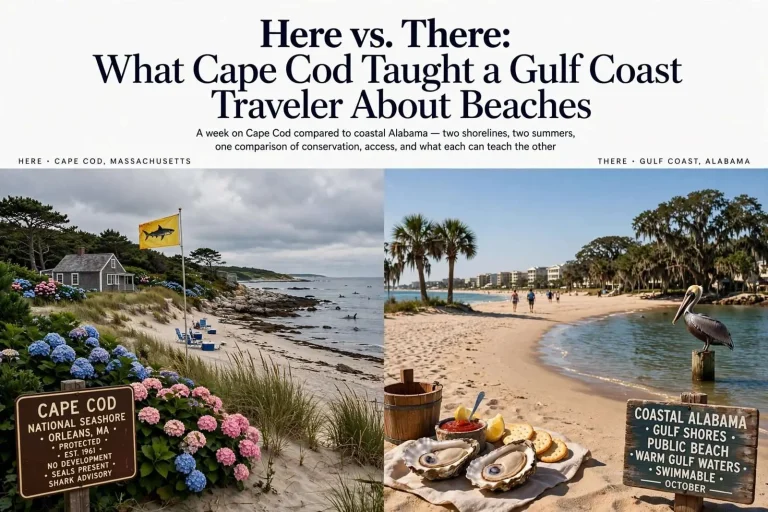 Illustration for the news story: Here vs. There: What Cape Cod Taught a Gulf Coast Traveler About Beaches